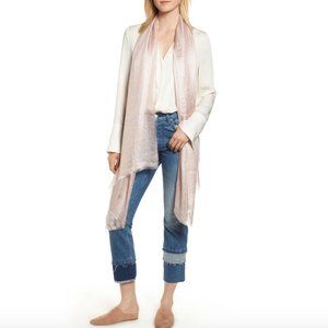 Nordstrom Pink Shimmery Wrap Scarf W/ Fringe Trim